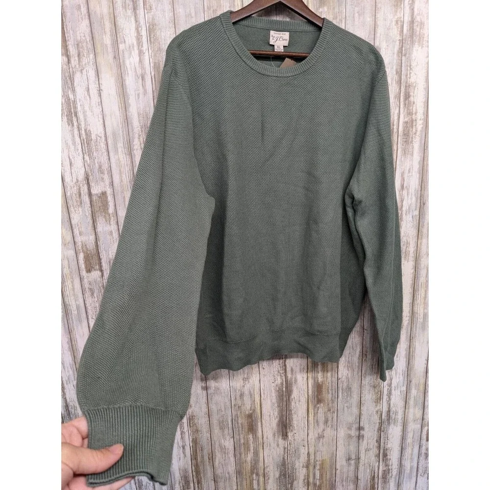 J. Crew Men's Cotton Silk Piqué Knit Sweater Faded Bluegrass Green XL NWT $89